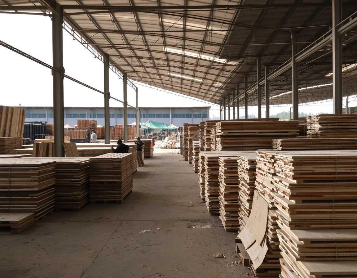 建筑材料與木板堆的和諧共存 樹(shù)冠下的智慧存儲(chǔ)